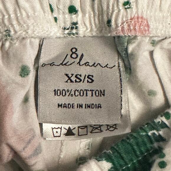 8 Oak Lane Holiday Coffee Print Pajama Pants White Pink Green Trees XS/S - Picture 6 of 7